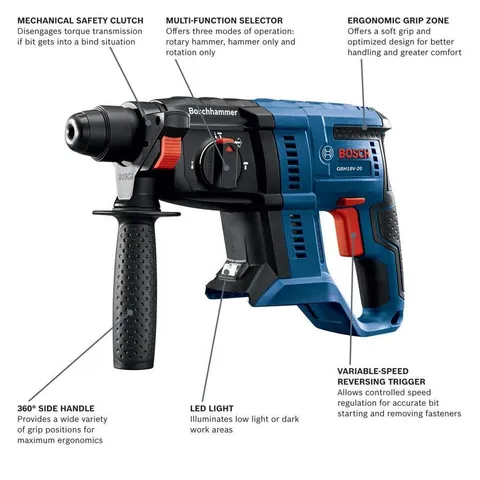 Bulldog Core18v 3/4-in SDS-Plus Variable Speed Cordless Rotary Hammer Drill