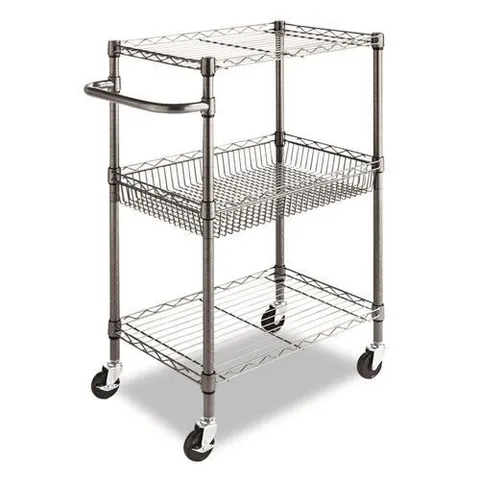 Gray Metal Base with Steel Metal Top Kitchen Cart