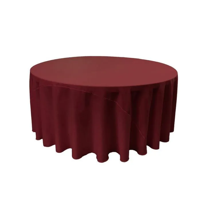 120 in. White Polyester Poplin Round Tablecloth, photo 10 of 11
