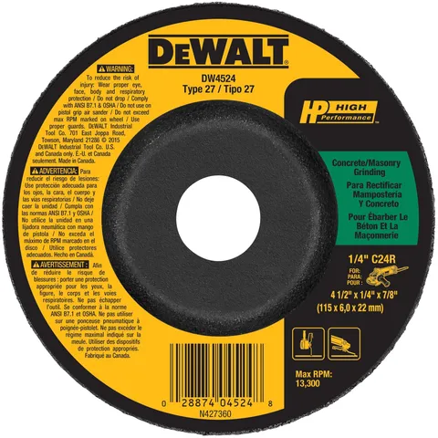 Silicon Carbide 4-1/2-in Type 27 Concrete/Masonry Grinding Wheel