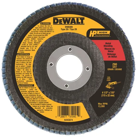 Zirconia 4.5-in 80-Grit Type 29 Grinding Wheel, 7/8-in Arbor
