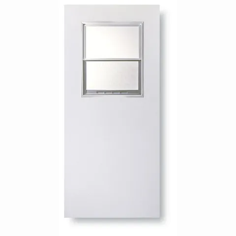 Primed Half Lite Slab Front Door with Clear Glass