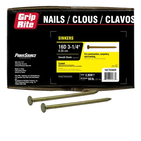 16D Vinyl-Coated Sinker Nails (50 lb Box)