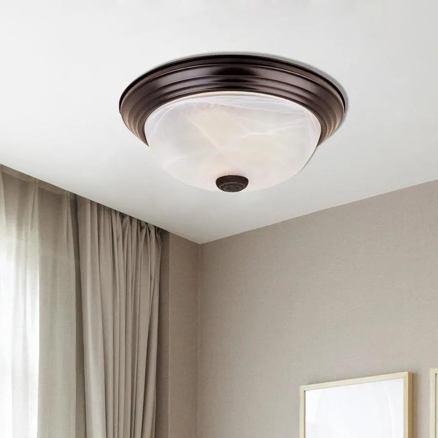 Designers Fountain Lunar 11.25-in Oil Rubbed Bronze Traditional Incandescent Flush Mount Light, photo 3 of 6