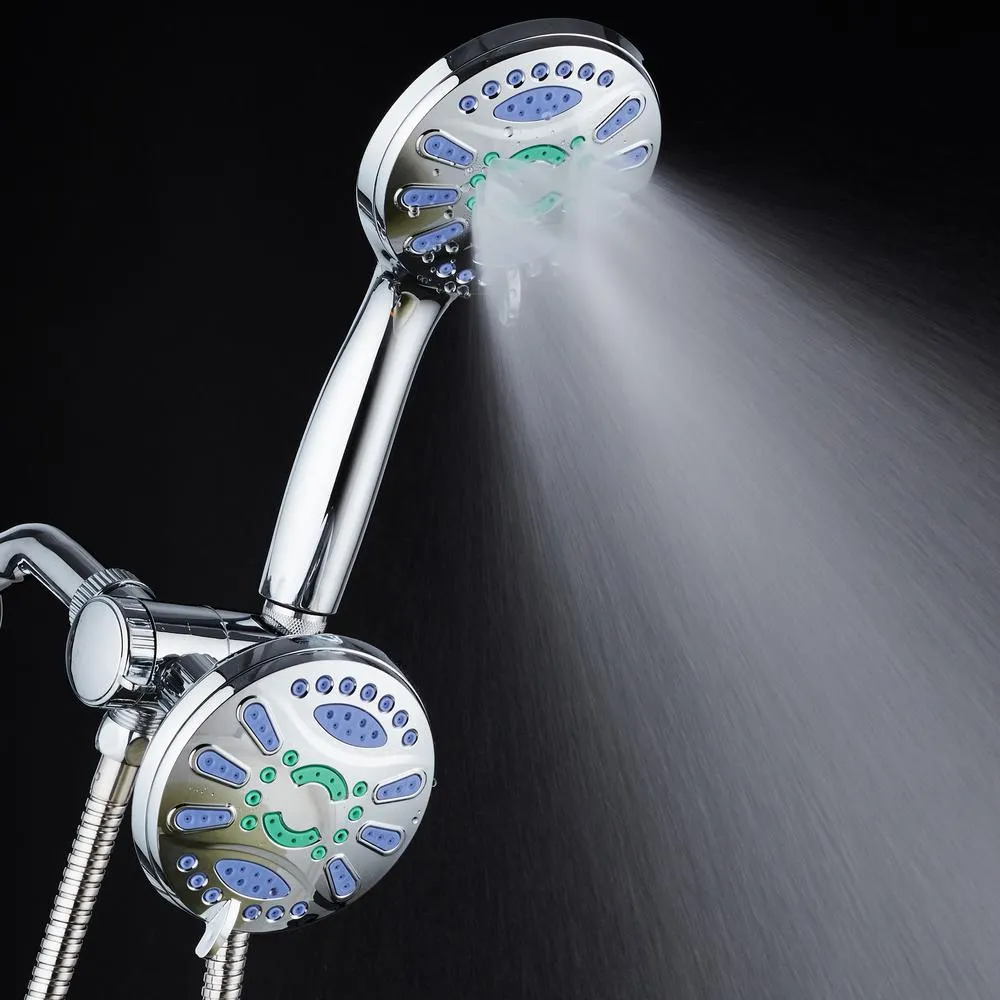 Antimicrobial 48-Spray 4.3 in. High Pressure 3-Way Dual Shower Head and Handheld Shower Head Combo in Chrome, photo 9 of 9