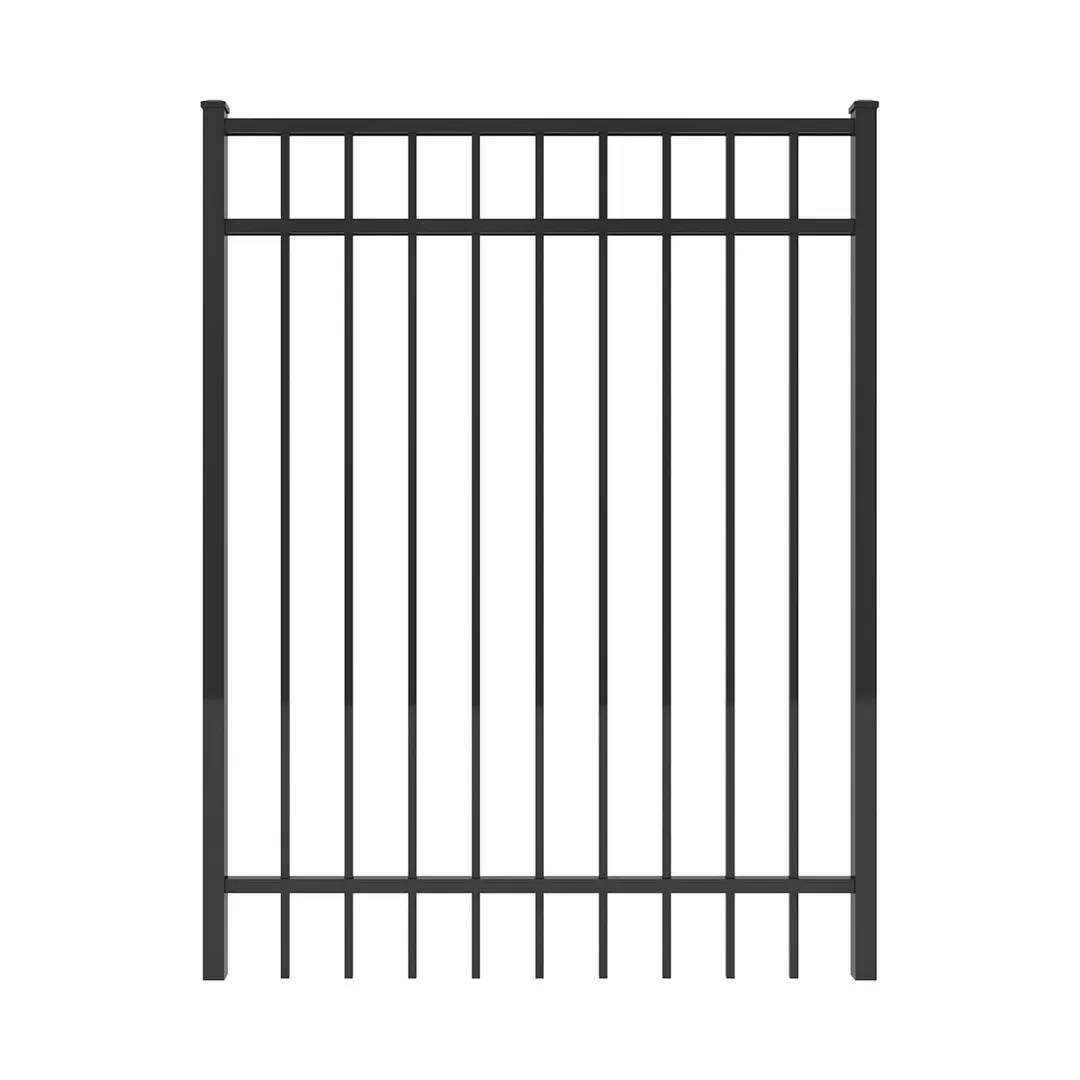 IronCraft Orleans 4 ft H x 5 ft W Black Aluminum Spaced Picket Straight Fence Gate, photo 4 of 4
