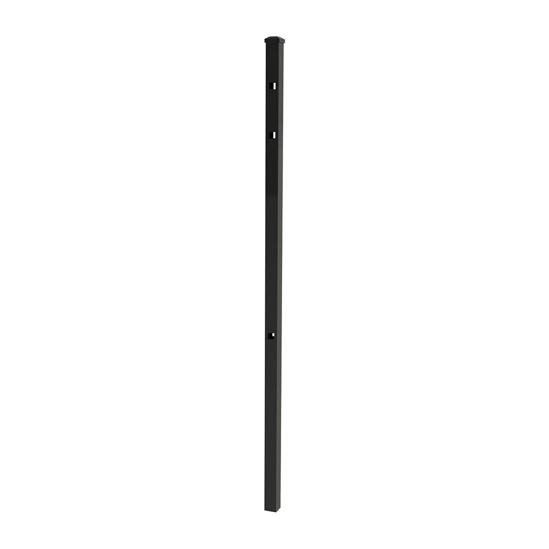 IronCraft Orleans 7 ft. Black Aluminum Fence Line Post with Flat Cap, photo 2 of 2