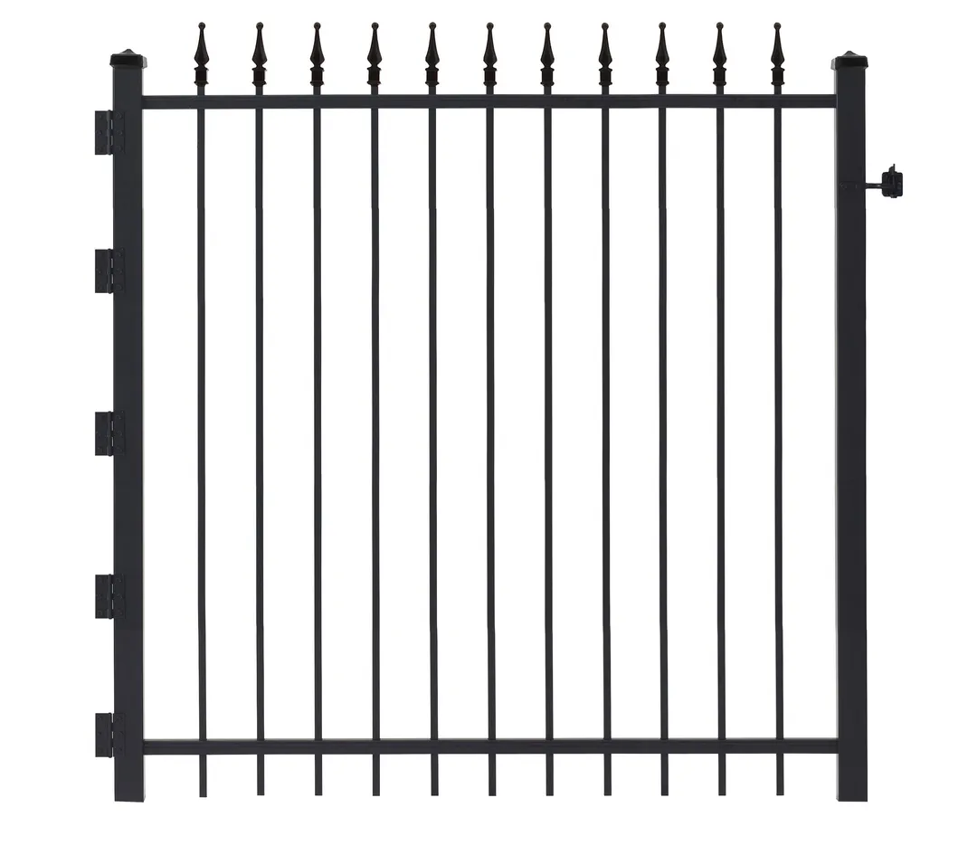 IronCraft Orleans 5 ft H x 5 ft W Black Aluminum Spaced Picket Straight Fence Gate, photo 3 of 5