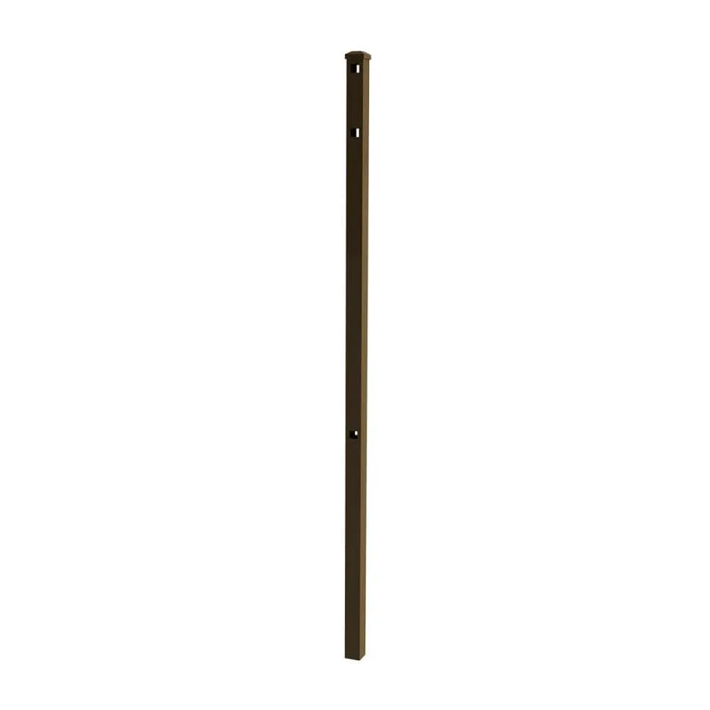 IronCraft Berkshire 7 ft Bronze 2 in. x 2 in. Powder-Coated Aluminum Fence Line Post with Flat Cap, photo 2 of 3