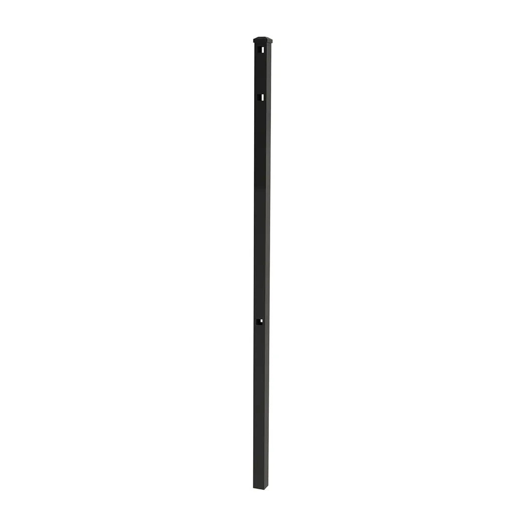 IronCraft Berkshire 79 in. Black Aluminum Fence Line Post with Flat Cap, photo 2 of 2