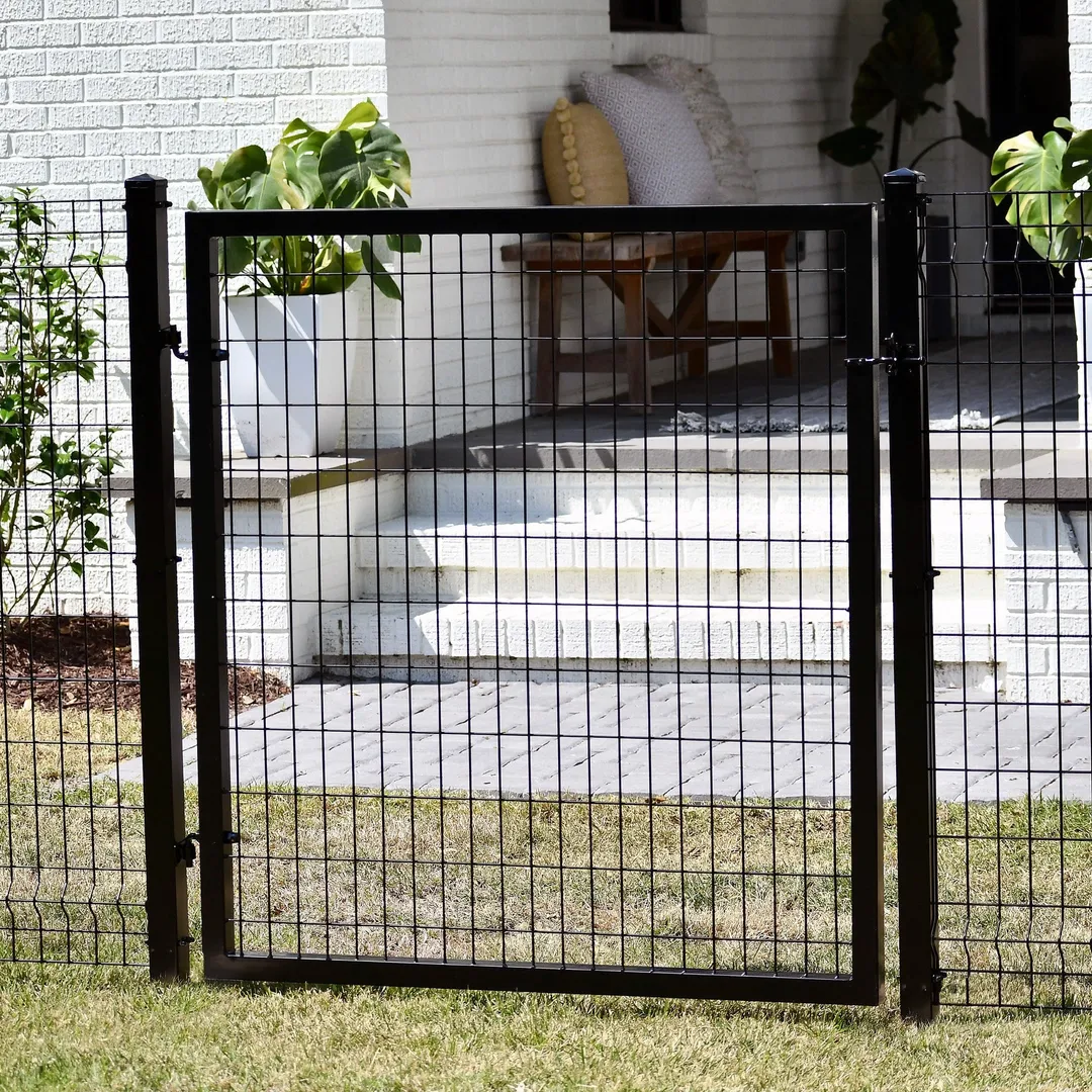 IronCraft Euro 4 ft. H x 4 ft. W Black Powder-Coated Steel Fence Gate, photo 4 of 4