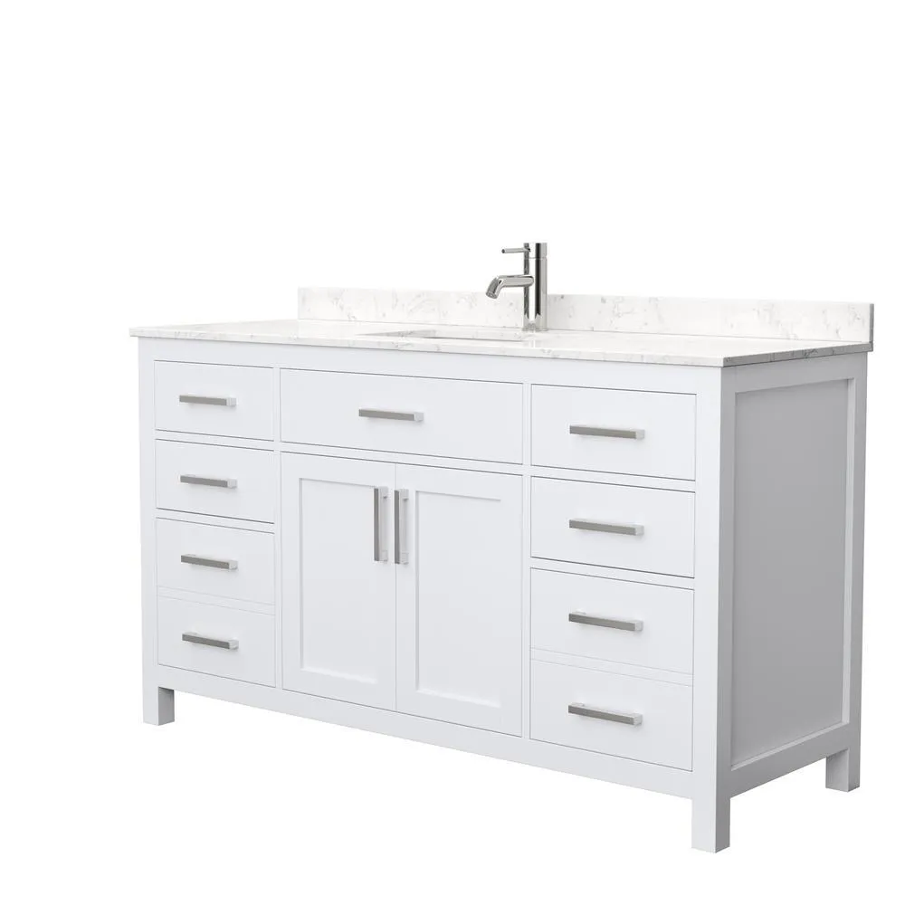 Beckett 72 in. W x 22 in. D Double Bath Vanity in White with Cultured Marble Vanity Top in Carrara with White Basins, photo 22 of 53