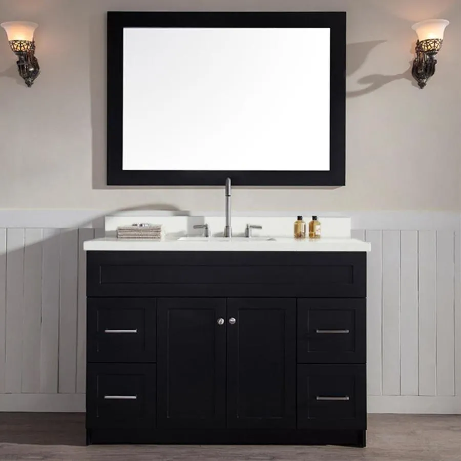 ARIEL Hamlet 49-in Grey Single Sink Bathroom Vanity with White Quartz Top (Mirror Included), photo 8 of 8