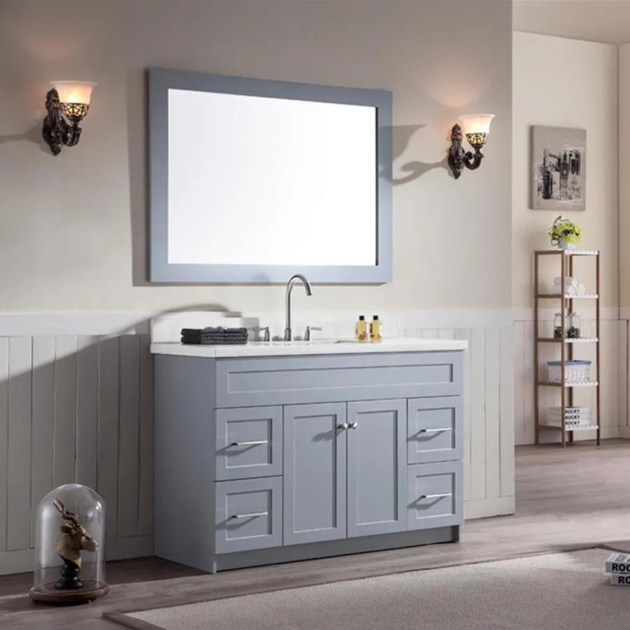 ARIEL Hamlet 49-in Grey Single Sink Bathroom Vanity with White Quartz Top (Mirror Included), photo 2 of 8
