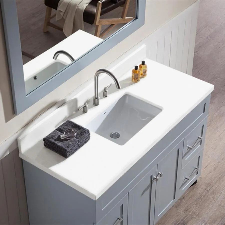 ARIEL Hamlet 49-in Grey Single Sink Bathroom Vanity with White Quartz Top (Mirror Included), photo 3 of 8
