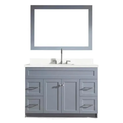 ARIEL Hamlet 49-in Grey Single Sink Bathroom Vanity with White Quartz Top (Mirror Included), photo 6 of 8
