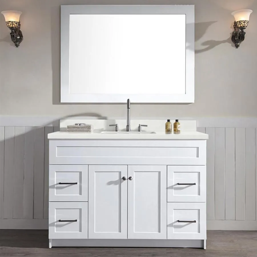 ARIEL Hamlet 49-in Grey Single Sink Bathroom Vanity with White Quartz Top (Mirror Included), photo 7 of 8