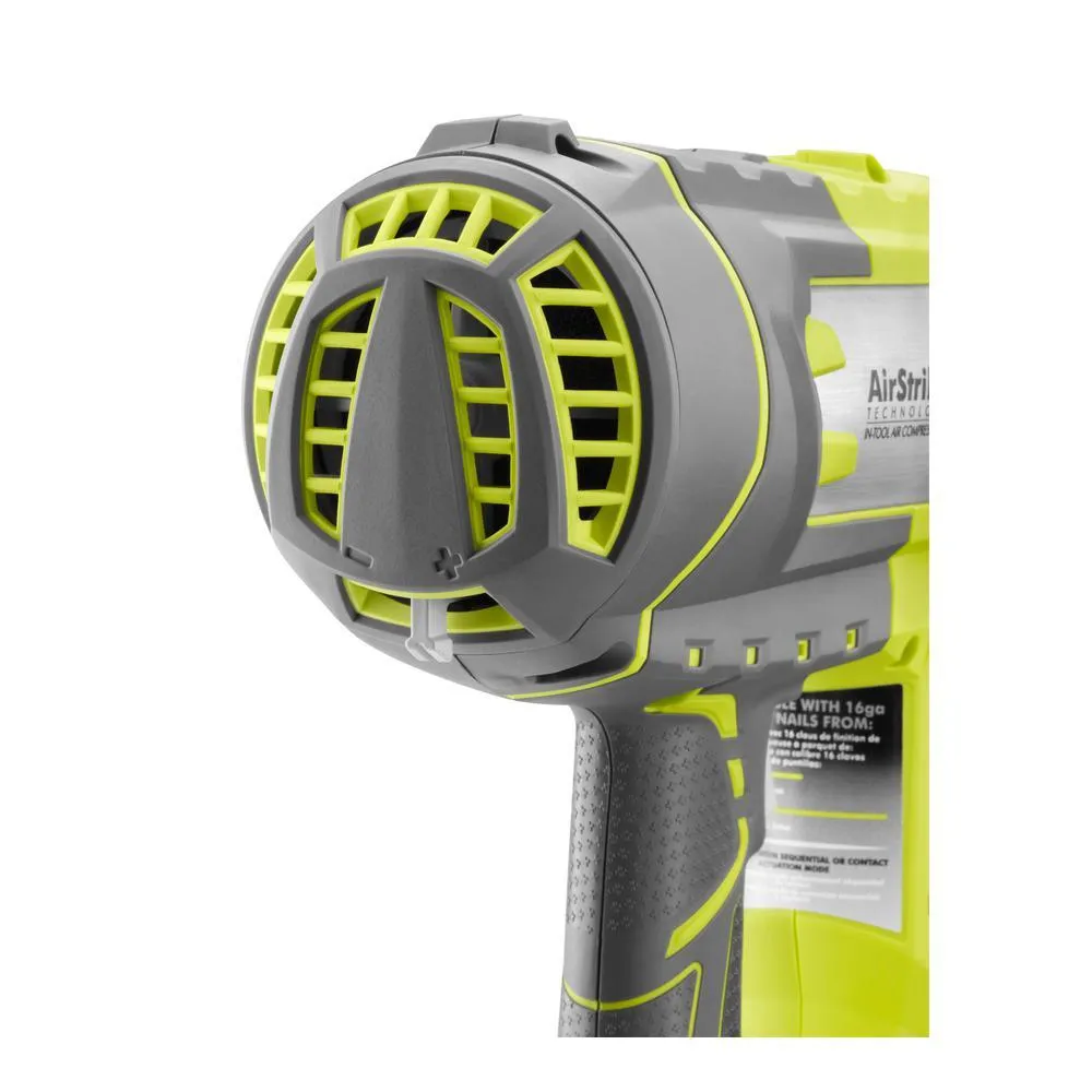 RYOBI 18-Volt ONE+ Lithium-Ion Cordless AirStrike 16-Gauge Cordless Straight Finish Nailer (Tool Only) with Sample Nails, photo 6 of 16