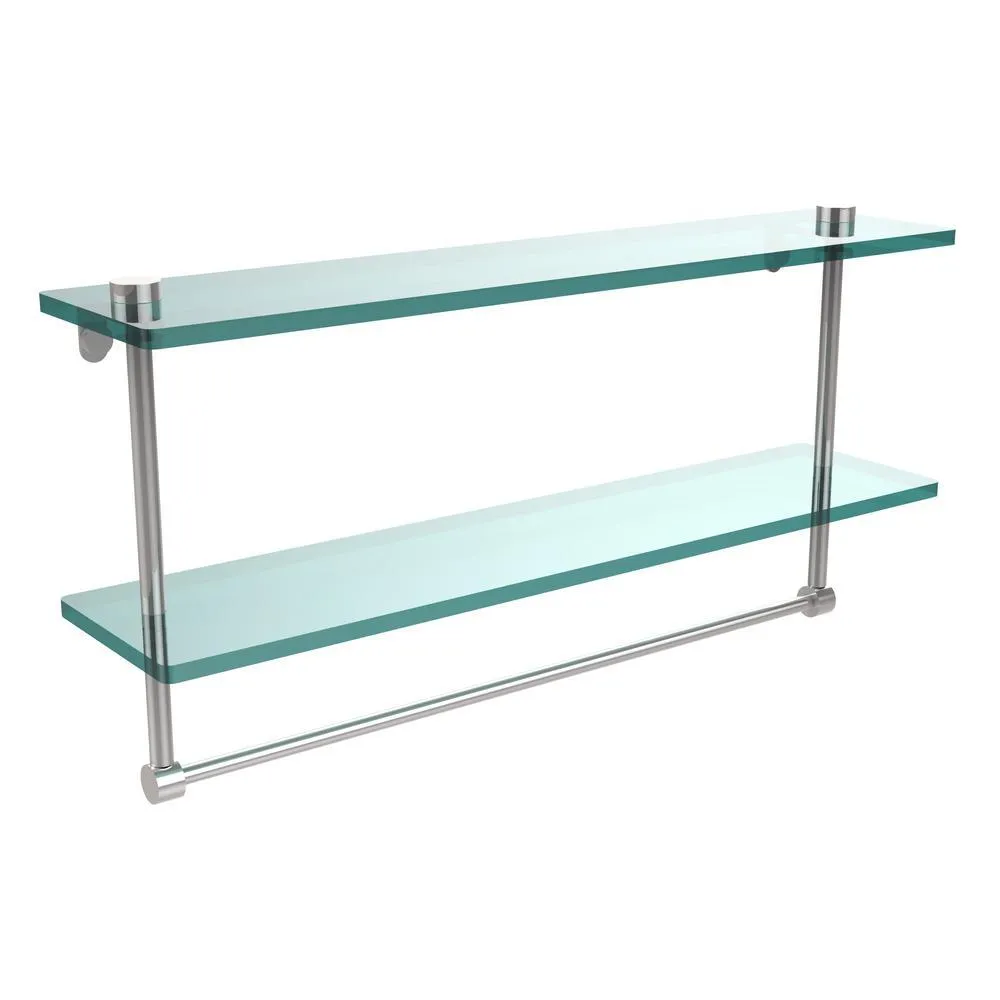 22 in. L x 12 in. H x 5 in. W 2-Tier Clear Glass Bathroom Shelf with Towel Bar in Oil Rubbed Bronze, photo 12 of 15