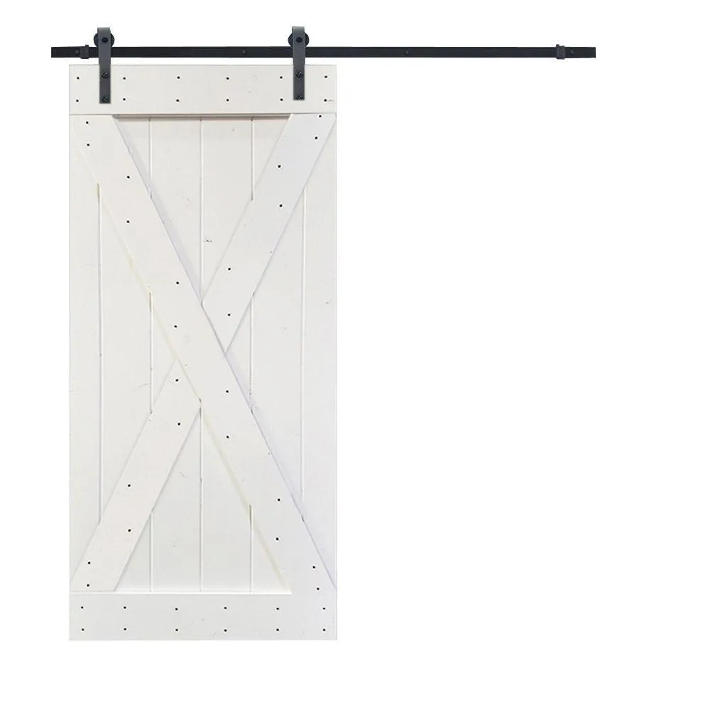 CALHOME K Series 36 in. x 84 in. Gray Stained Knotty Pine Wood Interior Sliding Barn Door with Hardware Kit, photo 6 of 6