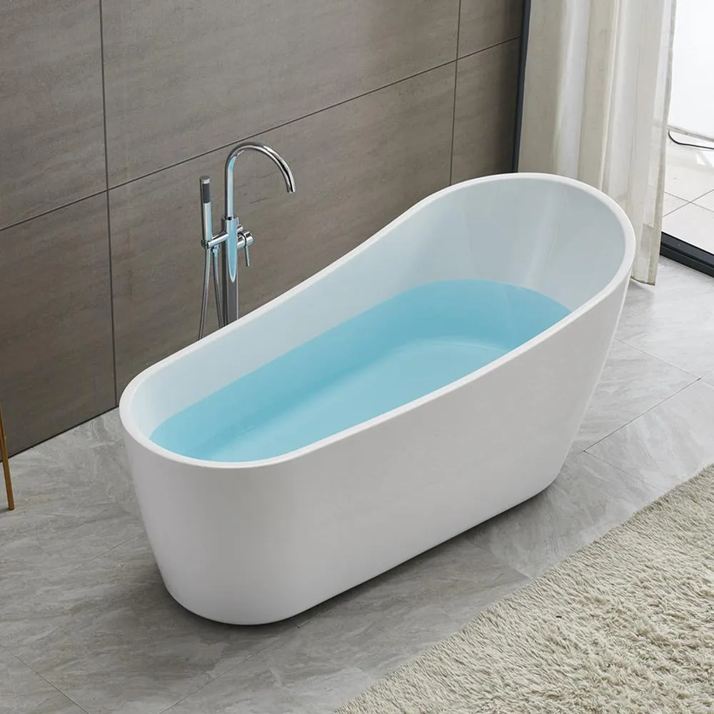 Colombes 67 in. Acrylic Flatbottom Freestanding Bathtub in White, photo 7 of 8