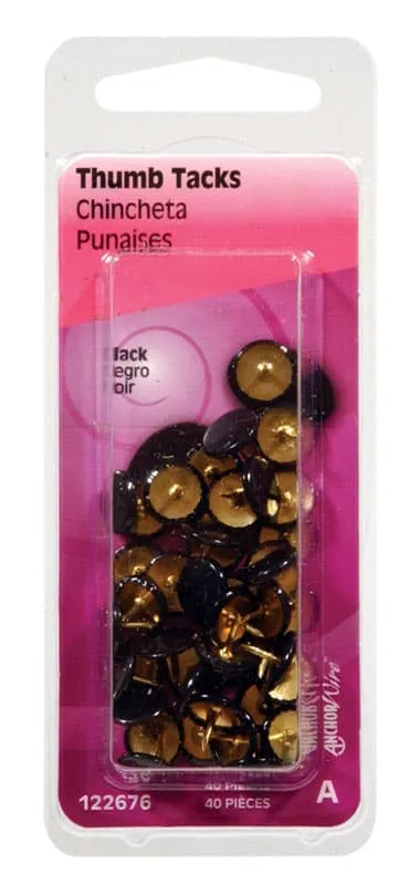 Black Push Pins, 0.375 in, 40-Pack