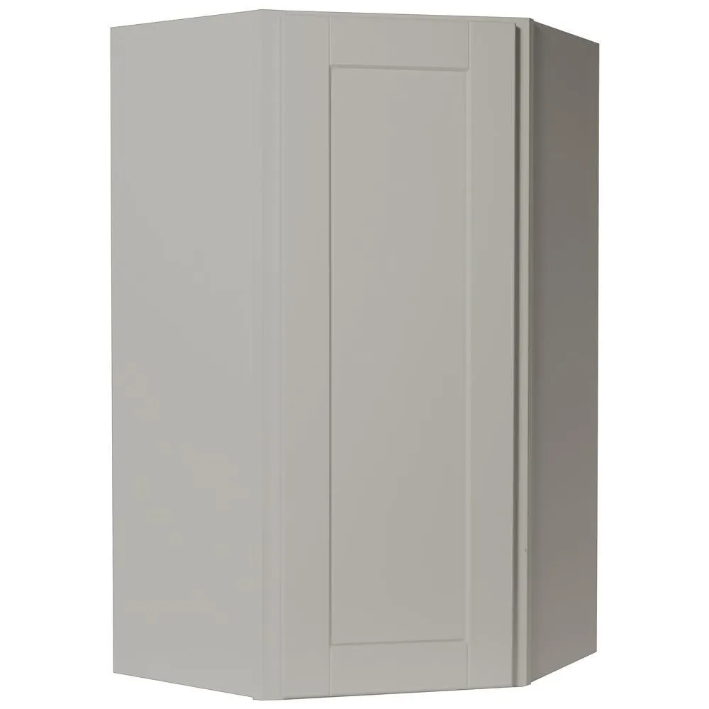 Shaker Assembled 24x30x12 in. Diagonal Corner Wall Kitchen Cabinet in Satin White, photo 19 of 25
