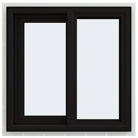 FiniShield V-4500 23-1/2 × 23-1/2 × 3 in Jamb Left-operable Vinyl Black Sliding Window Full Screen Included