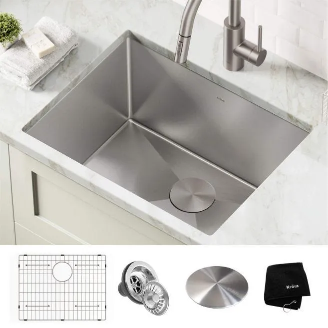 KRAUS Standart PRO 24 in. x 18.5 in. x 12 in. 16-Gauge Undermount Single Bowl Stainless Steel Laundry & Utility Sink, Satin, photo 2 of 3
