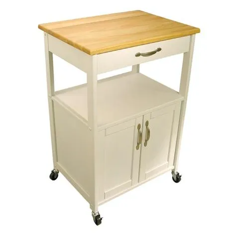 Brown Wood Base with Wood Top Kitchen Cart