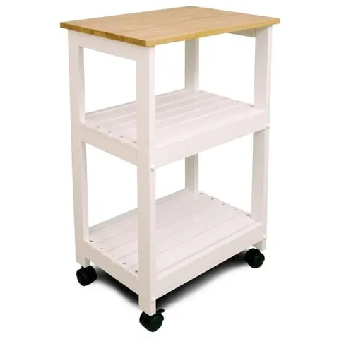 Black Wood Base with Rubberwood Top Kitchen Cart