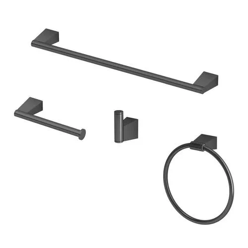 Gatco 4-Piece Bleu Matte Black Decorative Bathroom Hardware Set, photo 5 of 6