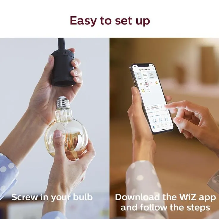 Philips Amber G25 LED 40-Watt Equivalent Dimmable Smart Wi-Fi Wiz Connected Wireless Light Bulb (4-Pack), photo 2 of 4