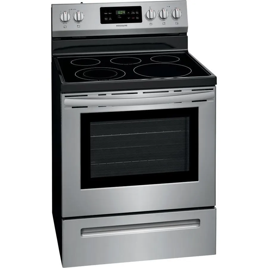 Frigidaire 30-in Smooth Surface 5 Elements 5.4-cu ft Steam Cleaning Freestanding Electric Range (EasyCare Stainless Steel), photo 2 of 18