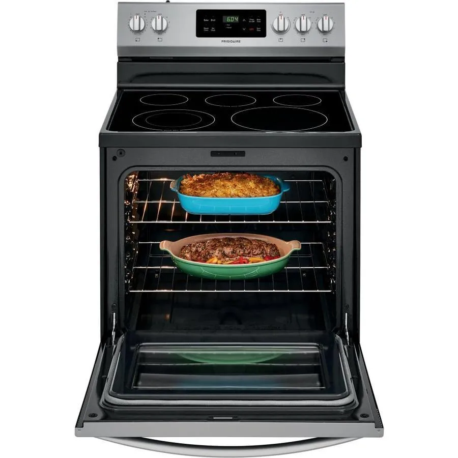 Frigidaire 30-in Smooth Surface 5 Elements 5.4-cu ft Steam Cleaning Freestanding Electric Range (EasyCare Stainless Steel), photo 4 of 18