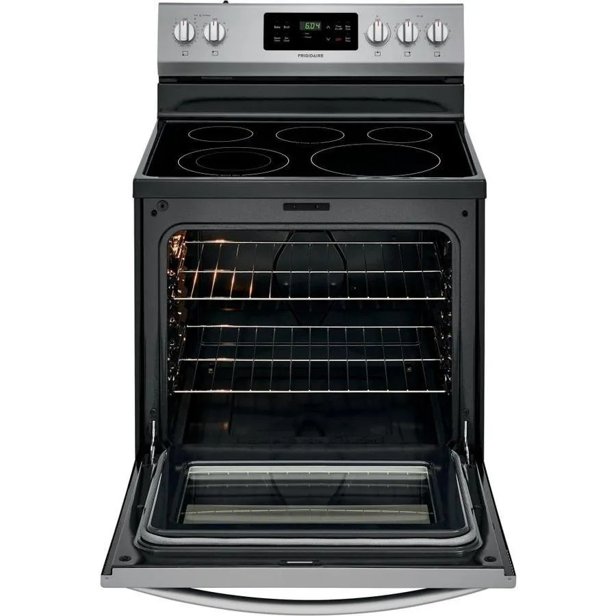 Frigidaire 30-in Smooth Surface 5 Elements 5.4-cu ft Steam Cleaning Freestanding Electric Range (EasyCare Stainless Steel), photo 6 of 18