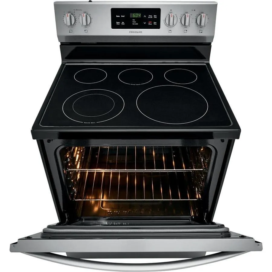 Frigidaire 30-in Smooth Surface 5 Elements 5.4-cu ft Steam Cleaning Freestanding Electric Range (EasyCare Stainless Steel), photo 7 of 18