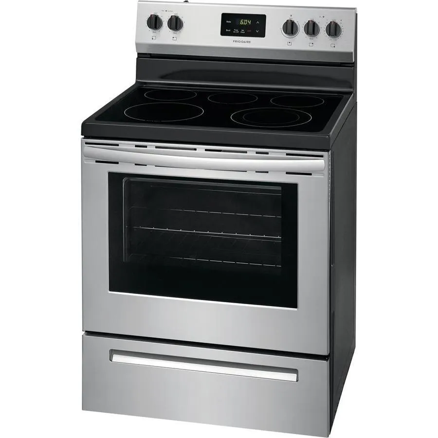 Frigidaire 30-in Smooth Surface 5 Elements 5.3-cu ft Freestanding Electric Range (EasyCare Stainless Steel), photo 2 of 14