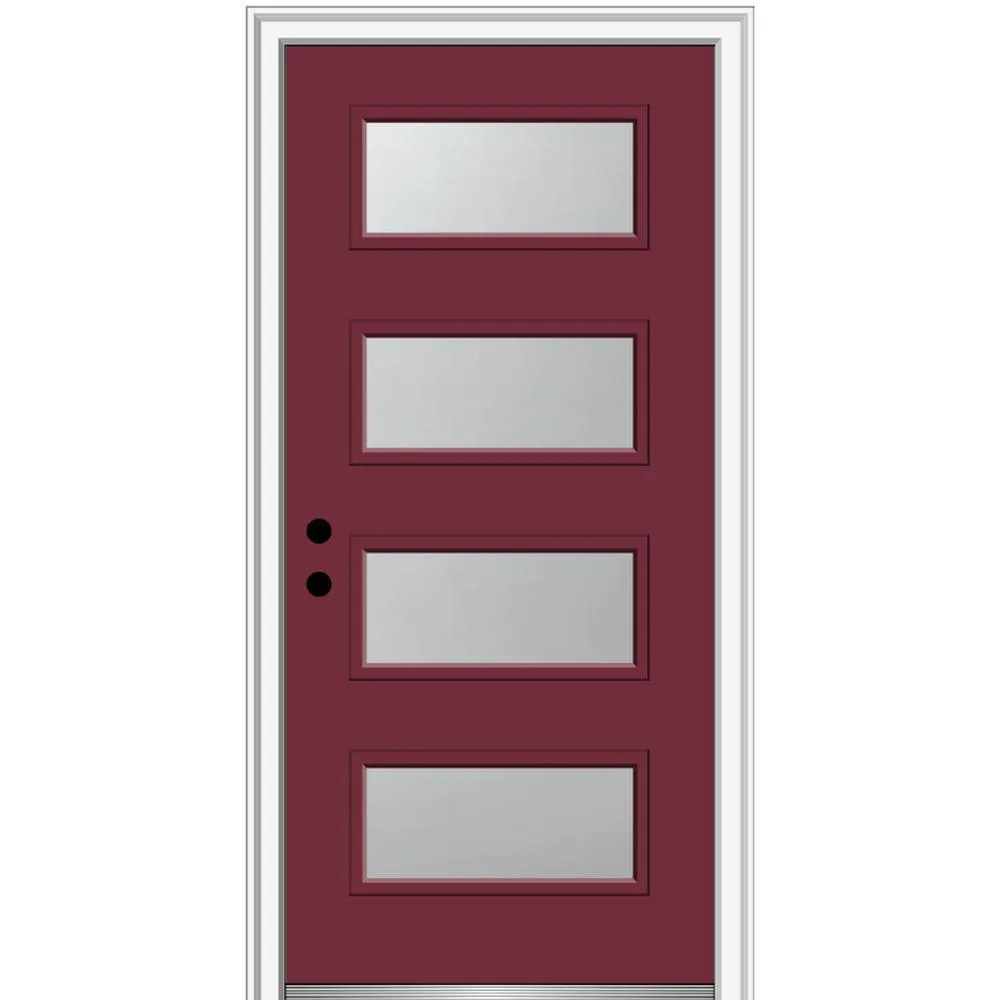 MMI Door 36 in. x 80 in. Celeste Left-Hand Inswing 4-Lite Frosted Glass Painted Steel Prehung Front Door on 6-9/16 in. Frame, photo 22 of 52