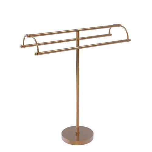 Allied Brass Free Standing Double Arm Towel Holder in Satin Chrome, photo 4 of 4