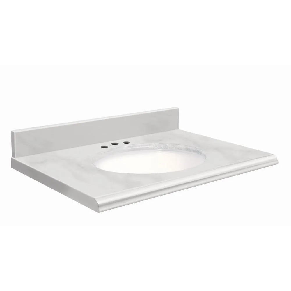 Transolid 49-in White Carrara Natural Marble Single Sink Bathroom Vanity Top, photo 3 of 4