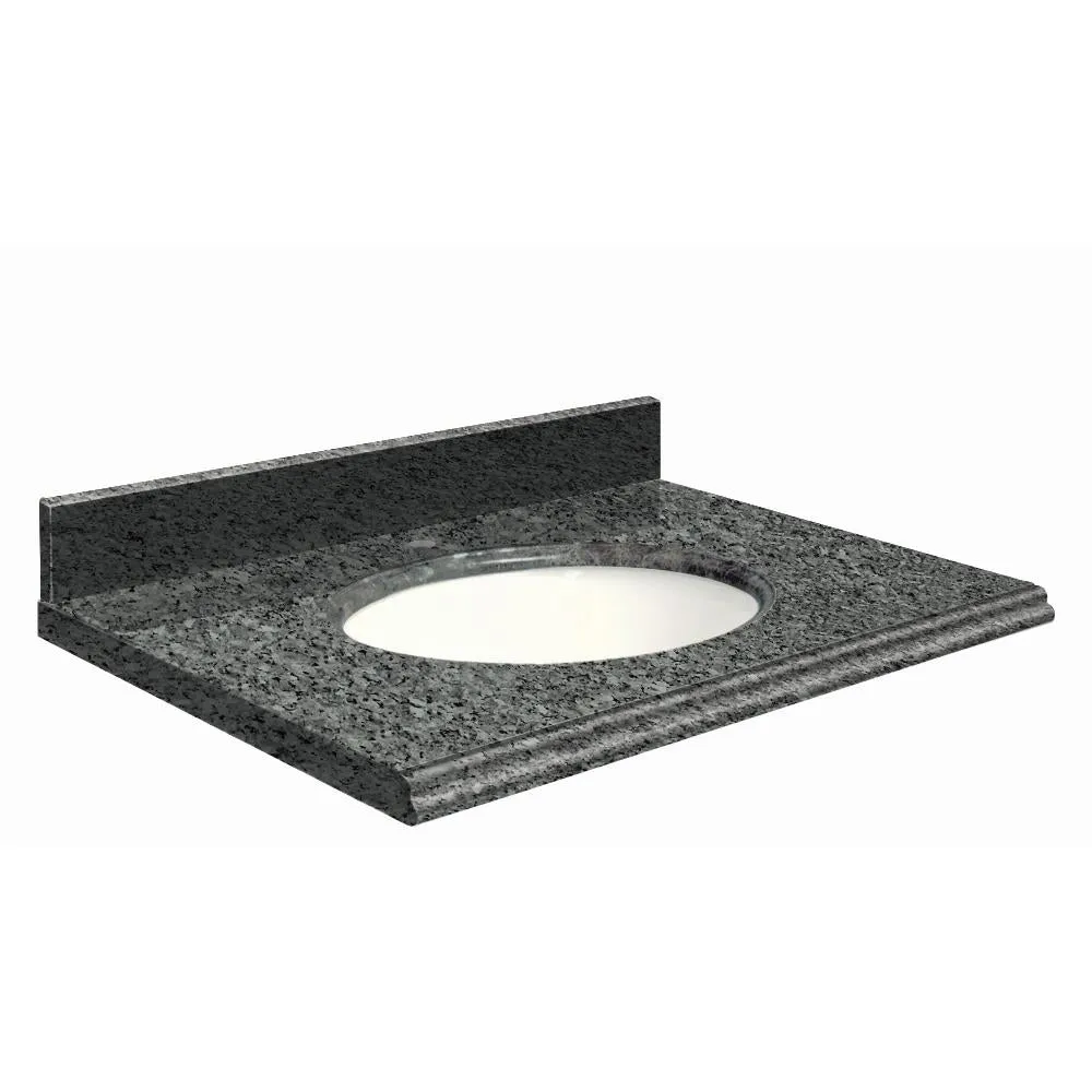 Transolid 49-in Blue Pearl Granite Single Sink Bathroom Vanity Top with Undermount Oval Sink and Backsplash, photo 3 of 4