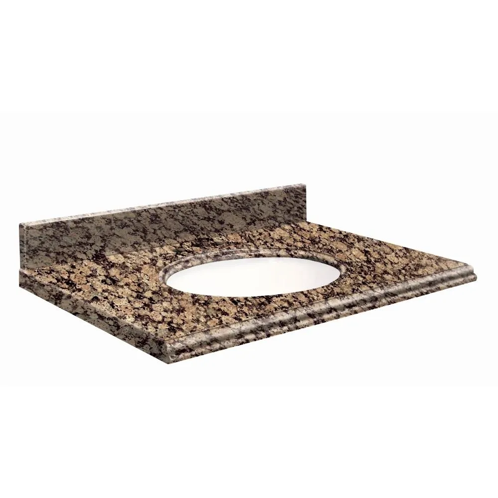 Transolid 49-in Baltic Brown Granite Single Sink Bathroom Vanity Top with Backsplash and Undermount Sink, photo 3 of 4