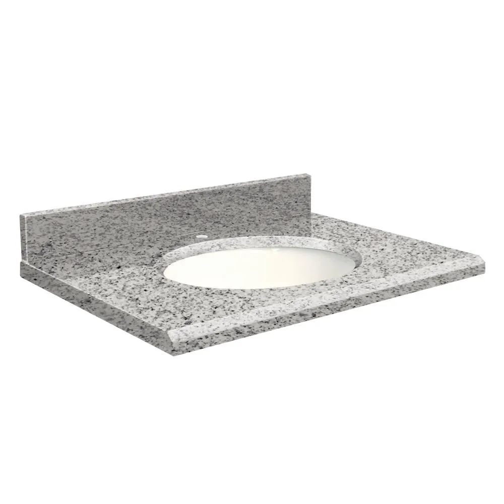 Transolid Rosselin White Granite 37-in Single Sink Bathroom Vanity Top with Backsplash and Undermount Oval Sink, photo 3 of 4