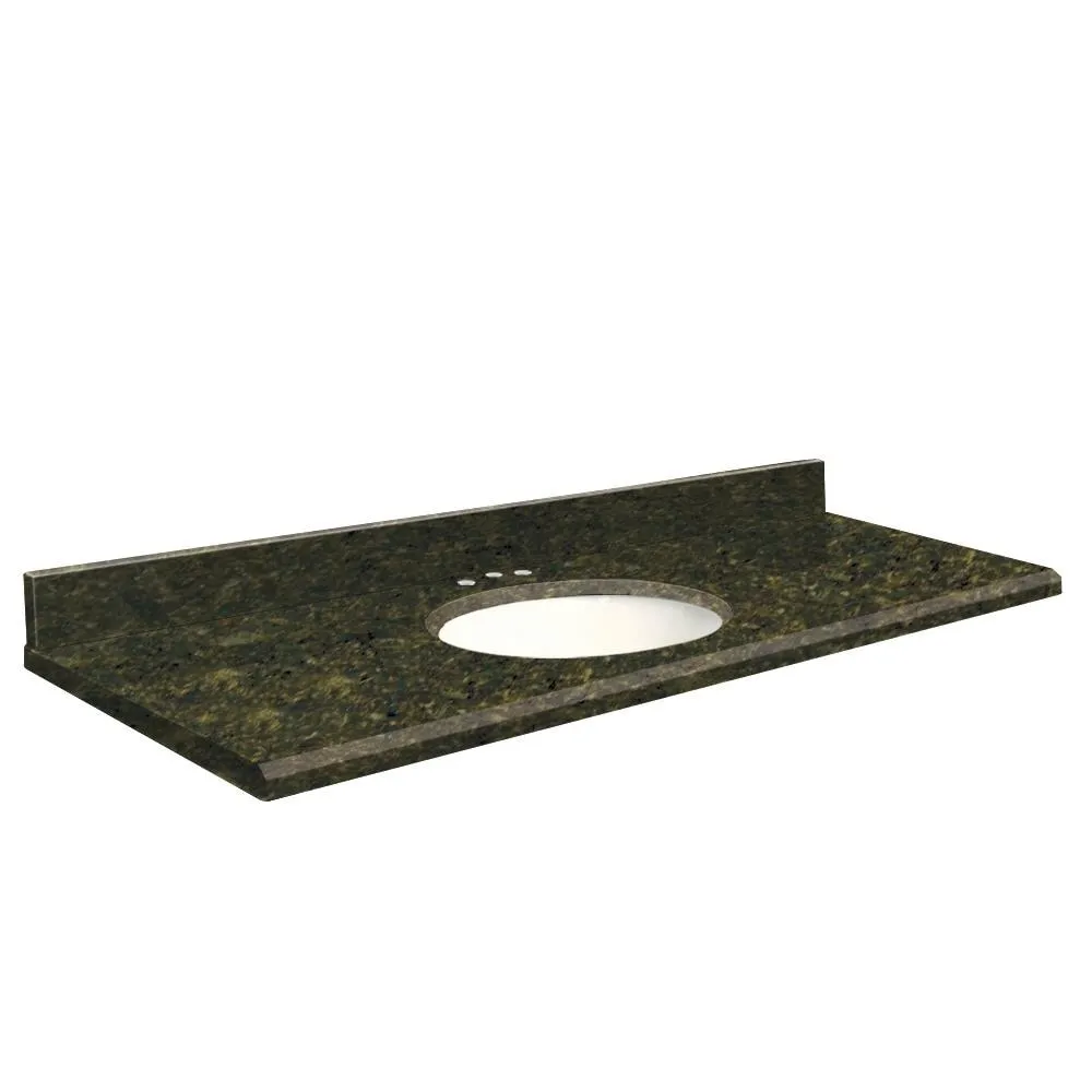 Transolid 61-in Uba Verde Green Granite Single Sink Bathroom Vanity Top with Backsplash and Undermount Bowl, photo 3 of 4