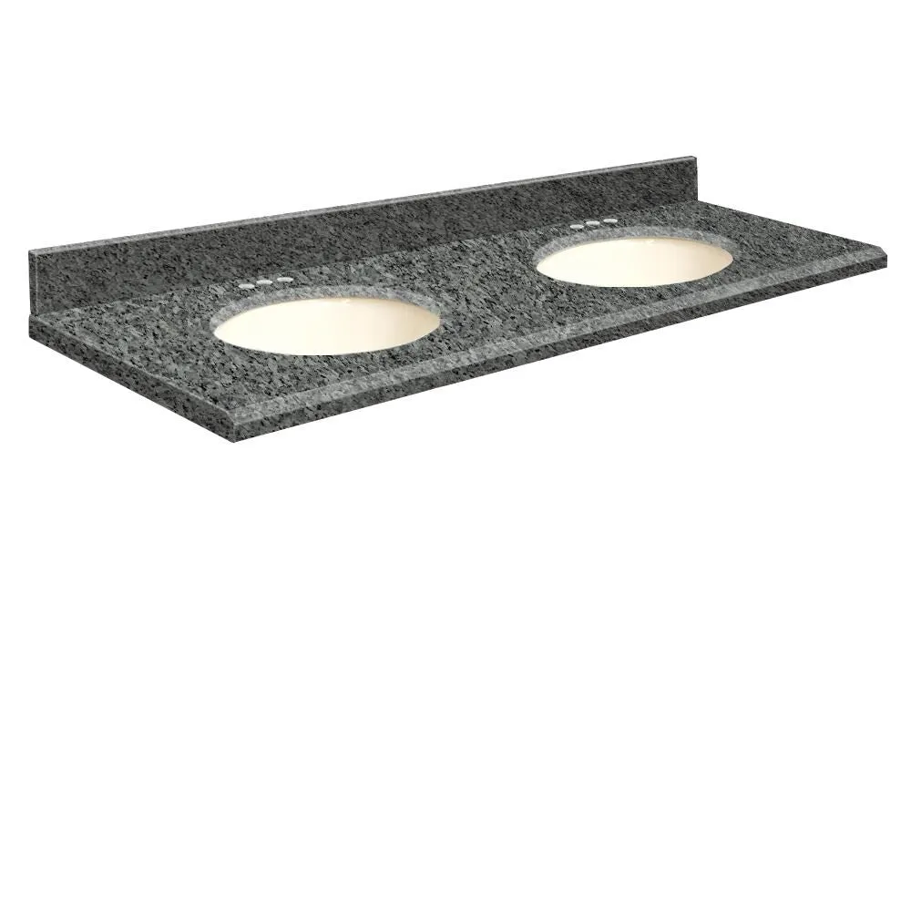 Transolid 61-in Blue Pearl Granite Double Sink Bathroom Vanity Top with 4-in Backsplash and Biscuit Undermount Sinks, photo 3 of 4