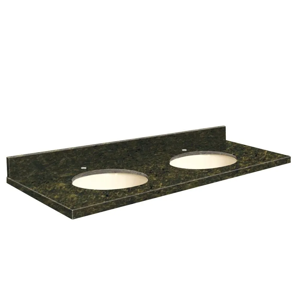 Transolid 61-in Uba Verde Granite Double Sink Bathroom Vanity Top with Backsplash and Undermount Sinks, photo 3 of 4