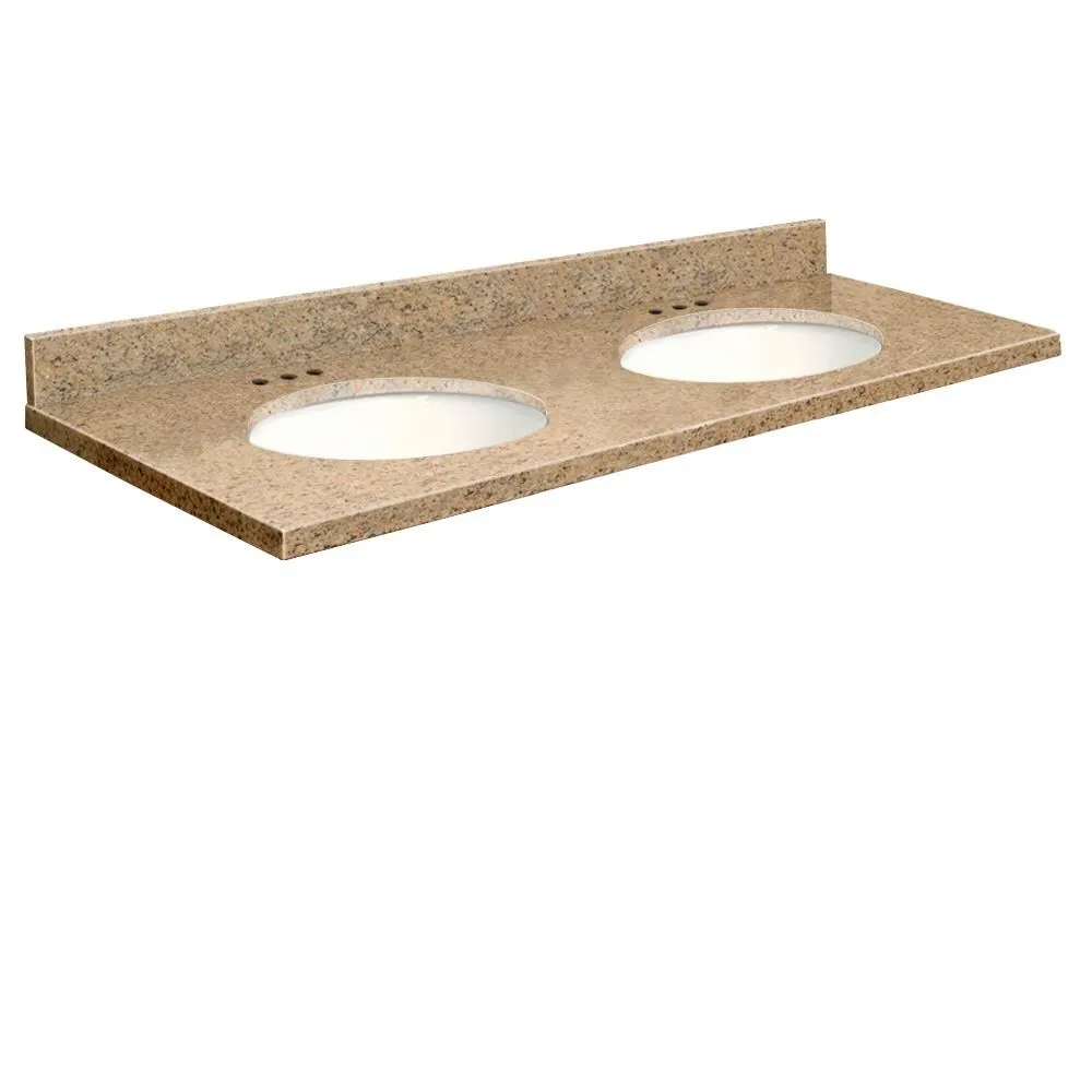 Transolid 61-in Giallo Veneziano Granite Double Sink Bathroom Vanity Top, photo 3 of 4