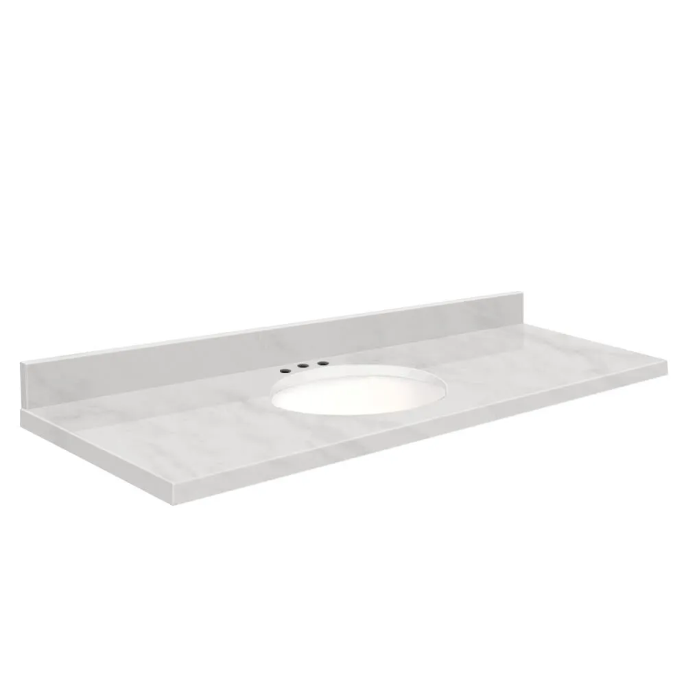 Transolid 61-in White Carrara Natural Marble Bathroom Vanity Top, photo 3 of 4