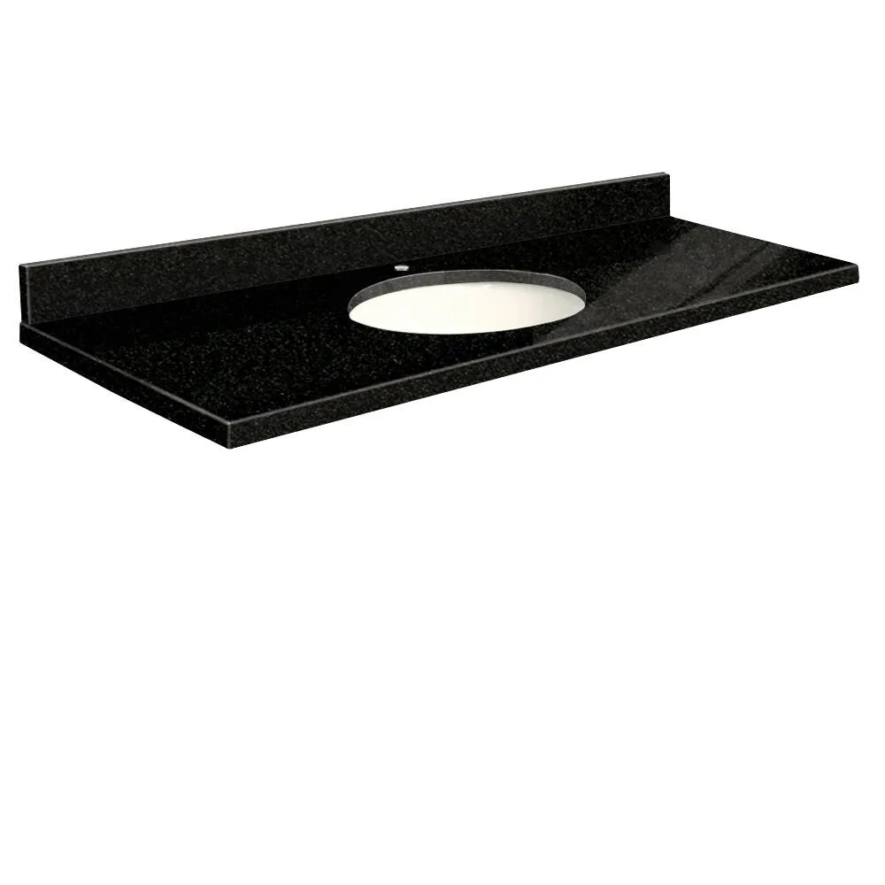 Transolid 61-in Absolute Black Granite Single Sink Bathroom Vanity Top, photo 3 of 4